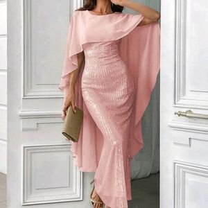 Women's Glitter Shawl Personality Elegant Ball Gown Dress Prom